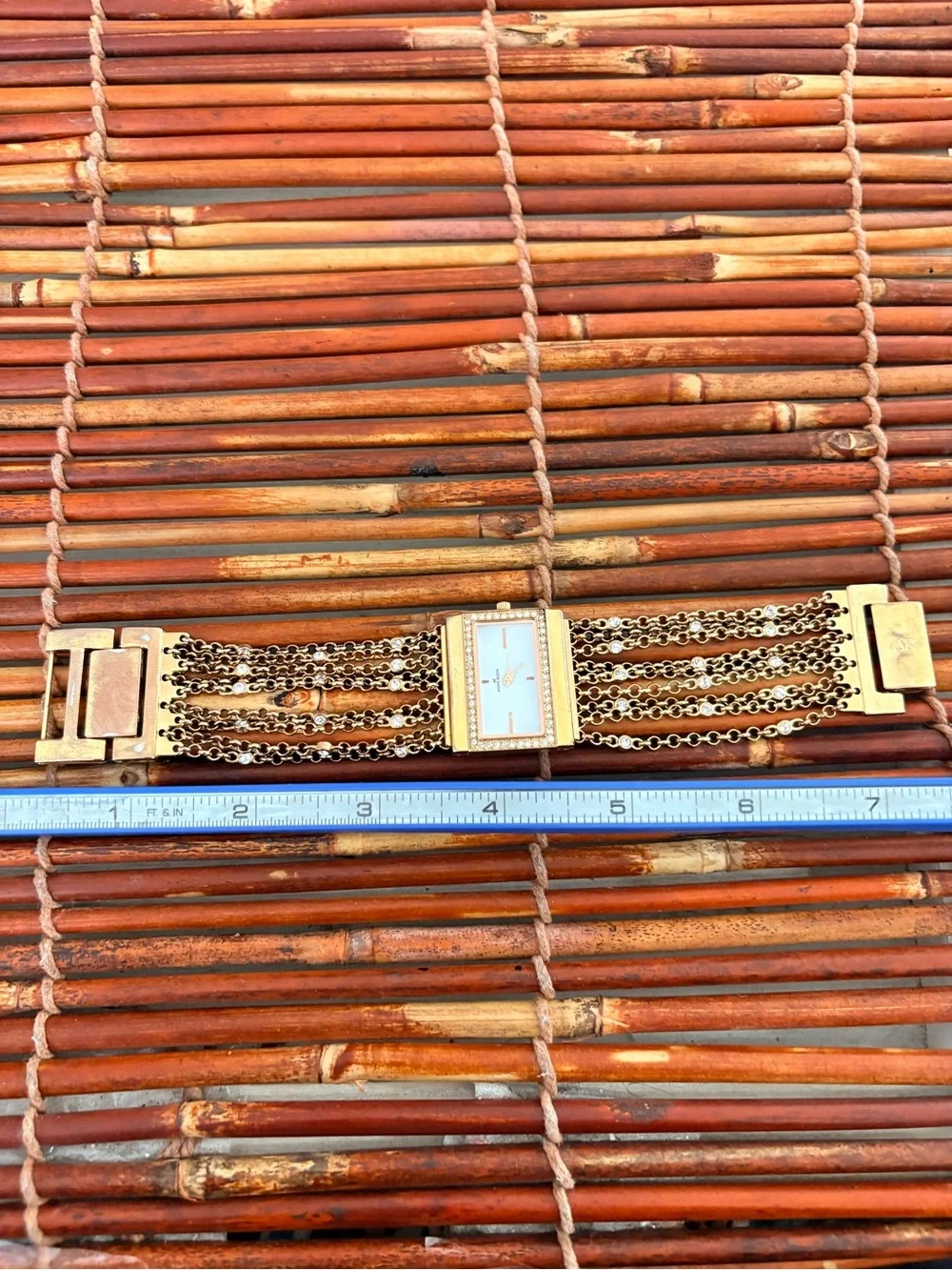 Anne Klein Rose Gold Crystal-Trim Chain Bracelet Watch 7”
